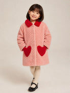 Cappotto per bambina Konges Slojd Kids rosa con decorazione a forma di cuori KS106289 S30039 KONGES SLOJD KIDS 