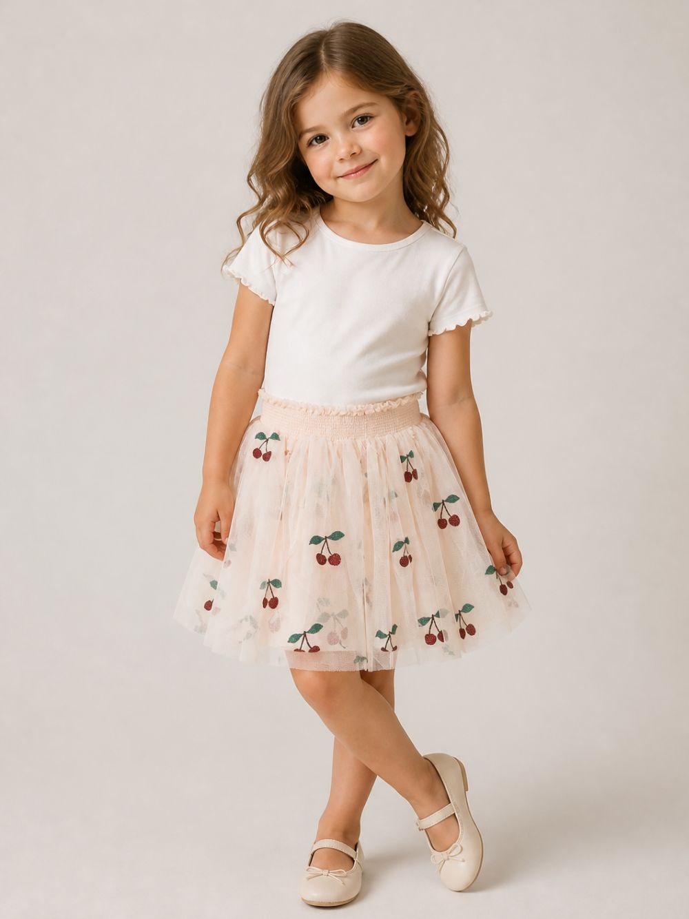 Gonna per bambina Konges Slojd Kids rosa con motivo ciliegia KS106302 P00052 KONGES SLOJD KIDS 