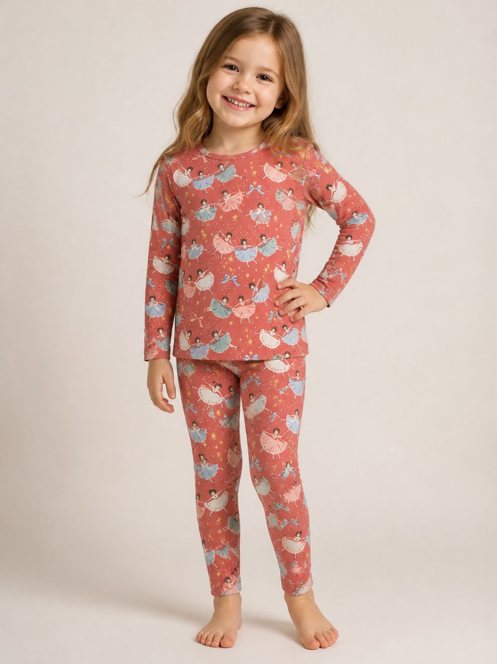 Pigiama per bambina Konges Slojd Kids rosa con stampa ballerine all-over KS106378 BLUSH KONGES SLOJD KIDS 