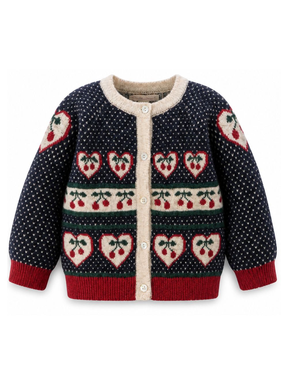 Maglione Belou per neonata Konges Slojd Kids blu con decorazioni intarsiate KS106392 CHERRY KONGES SLOJD KIDS 