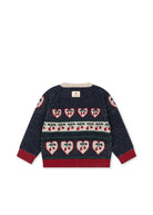 Maglione Belou per neonata Konges Slojd Kids blu con decorazioni intarsiate KS106392 CHERRY KONGES SLOJD KIDS 