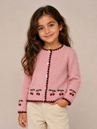 Cardigan per bambina Konges Slojd Kids rosa con ricamo ciliegie KS106428 BLUSH KONGES SLOJD KIDS 