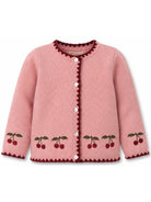 Cardigan per bambina Konges Slojd Kids rosa con ricamo ciliegie KS106428 BLUSH KONGES SLOJD KIDS 