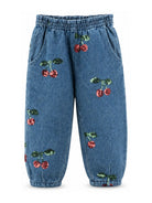 Jeans per bambina Konges Slojd Kids azzurri con motivo ciliegie KS106546 CHERRY KONGES SLOJD KIDS 
