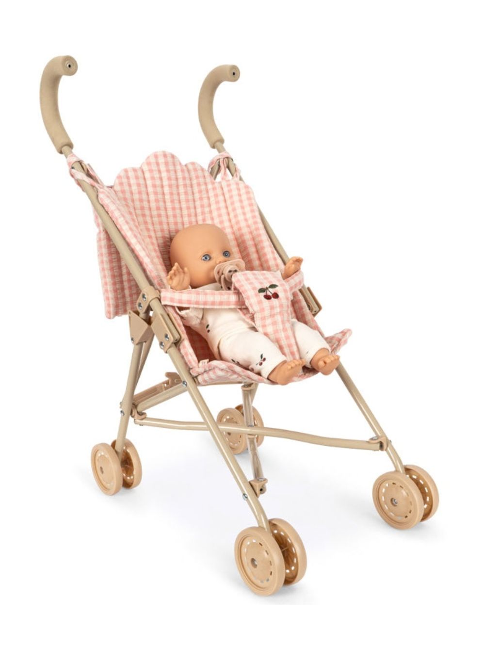Set bambola e passeggino Poppy per bambina Konges Slojd Kids rosa con motivo ciliegie KS106579 PINK KONGES SLOJD KIDS 