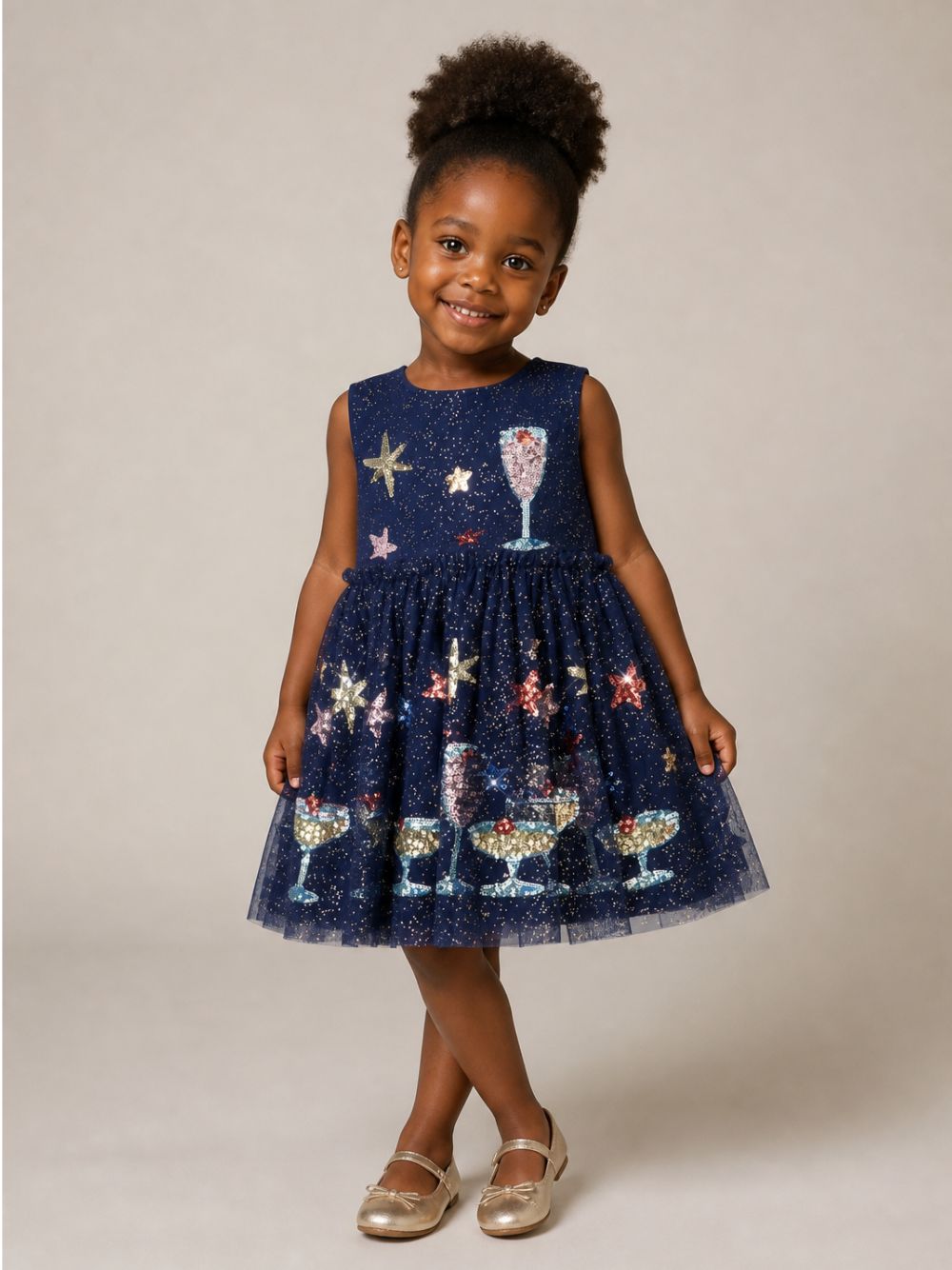 Abito per bambina Konges Slojd Kids blu con decorazioni glitterate KS106655 BOBBLY KONGES SLOJD KIDS 