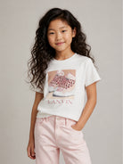 T-shirt per bambina Lanvin Kids bianca con stampa grafica sneackers N30396 117 LANVIN KIDS 