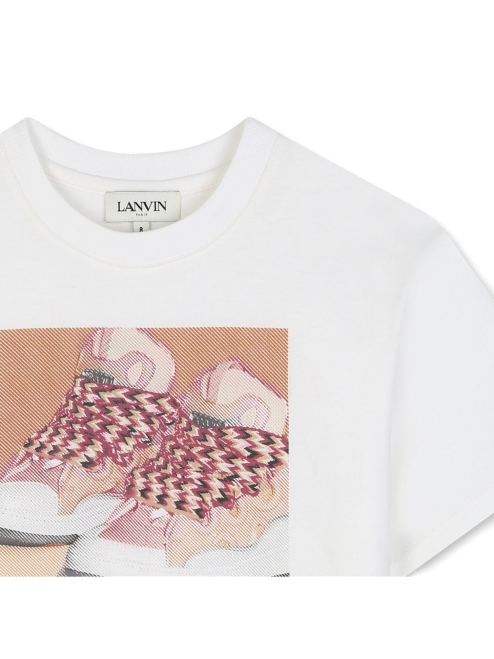 T-shirt per bambina Lanvin Kids bianca con stampa grafica sneackers N30396 117 LANVIN KIDS 