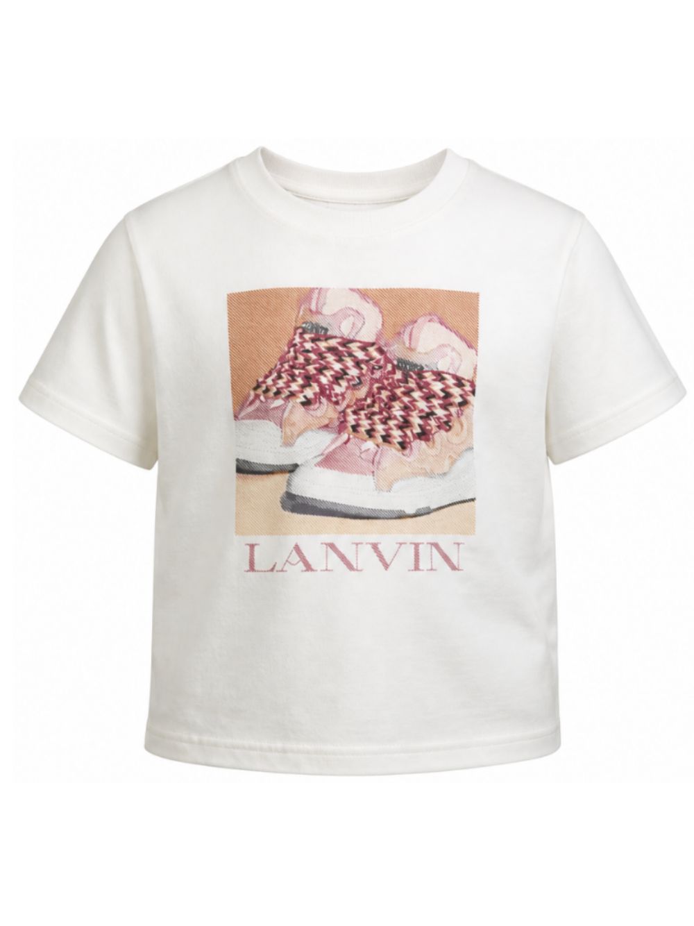T-shirt per bambina Lanvin Kids bianca con stampa grafica sneackers N30396 117 LANVIN KIDS 