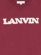 T-shirt per bambino Lanvin Kids bordeaux con logo ricamato N30397 955 LANVIN KIDS 