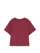 T-shirt per bambino Lanvin Kids bordeaux con logo ricamato N30397 955 LANVIN KIDS 