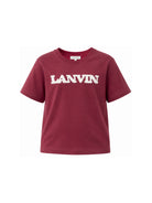T-shirt per bambino Lanvin Kids bordeaux con logo ricamato N30397 955 LANVIN KIDS 