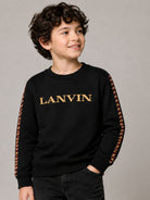 Felpa per bambini Lanvin Enfant nero con ricamo logo sul davanti N30401 09B LANVIN KIDS 