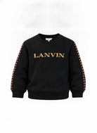 Felpa per bambini Lanvin Enfant nero con ricamo logo sul davanti N30401 09B LANVIN KIDS 