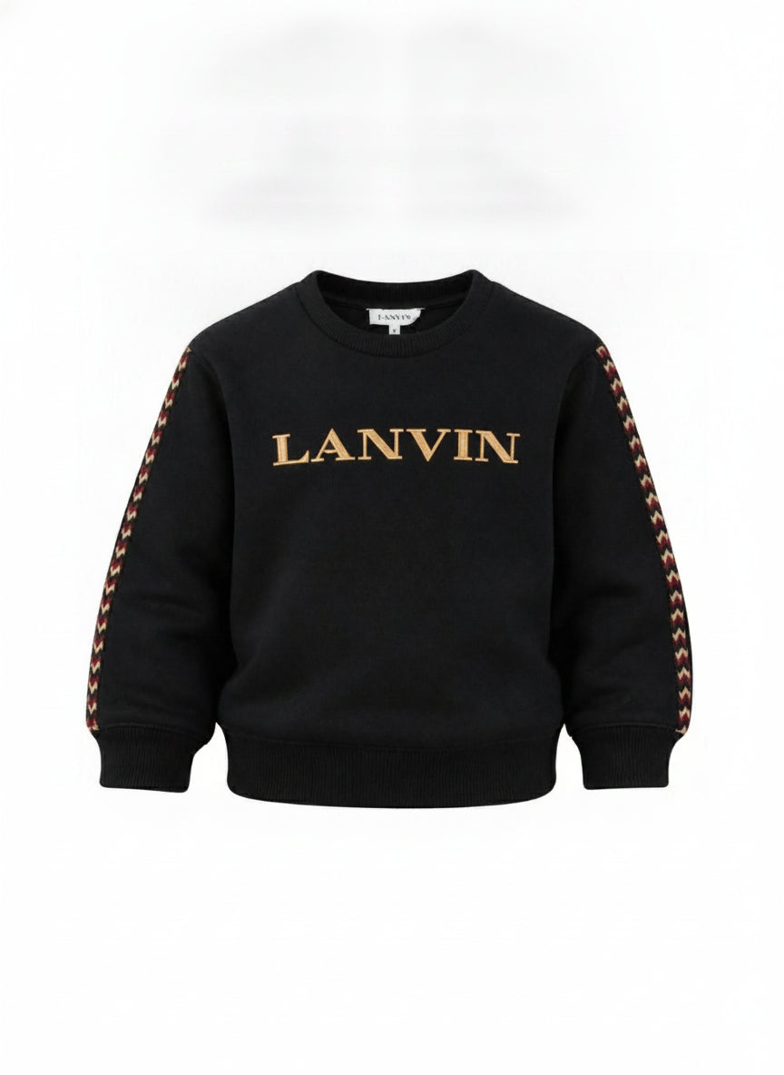 Felpa per bambini Lanvin Enfant nero con ricamo logo sul davanti N30401 09B LANVIN KIDS 