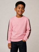 Felpa per bambini Lanvin Enfant rosa con ricamo logo sul davanti N30401 48N LANVIN KIDS 