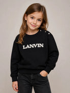 Felpa per bambina Lanvin Kids nera con applicazione logo N30402 09B LANVIN KIDS 