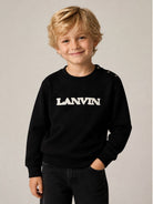 Felpa per bambino Lanvin Kids nera con applicazione logo N30402 09B LANVIN KIDS 