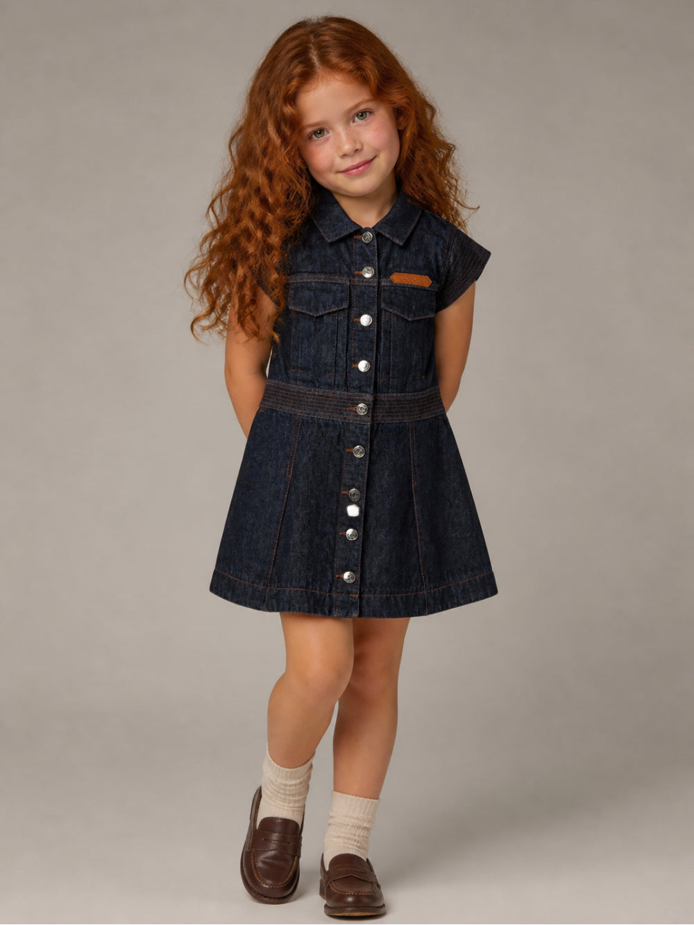 Abito per bambina Lanvin Kids denim con colletto classico N30409 Z28 LANVIN KIDS 