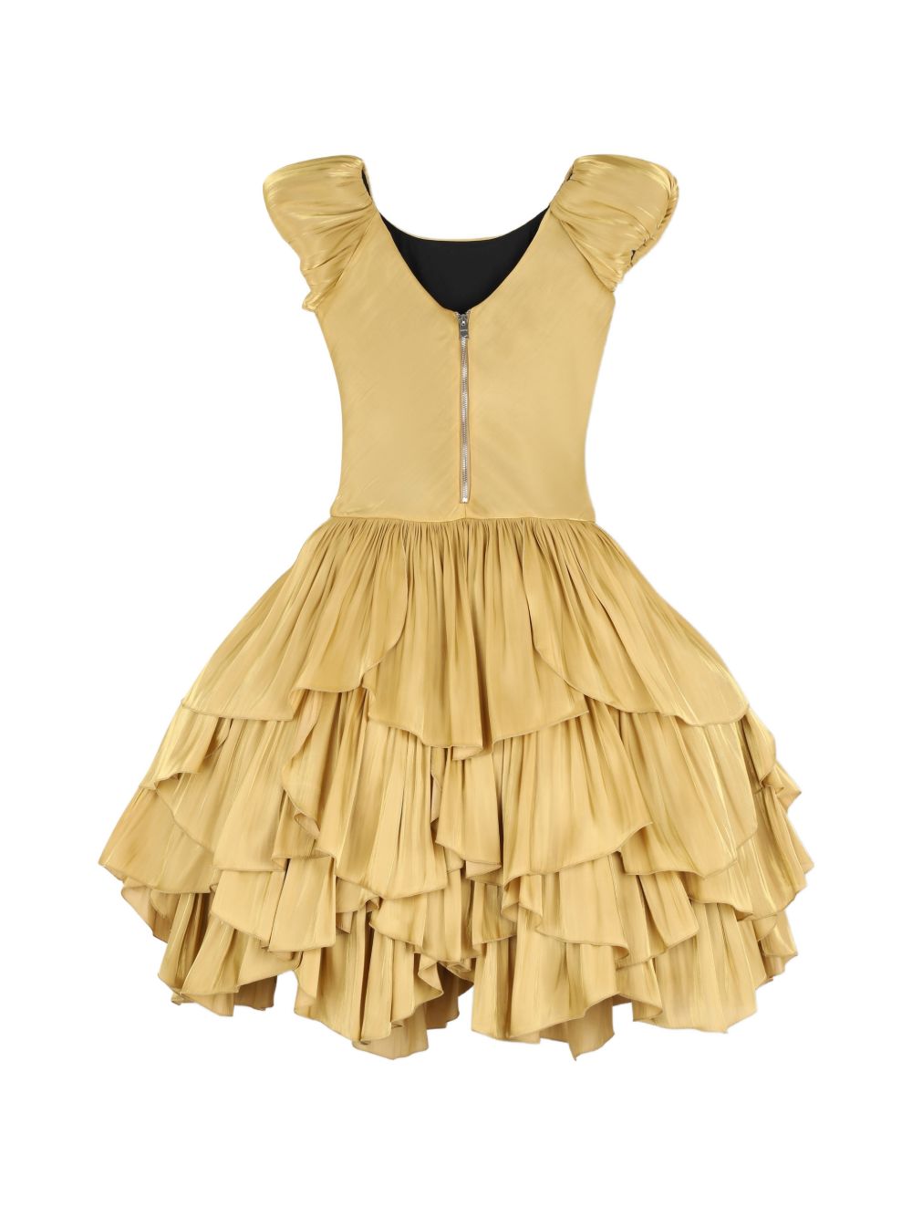Abito per bambina Lanvin Kids coloro oro con gonna a balze N30421 593 LANVIN KIDS 