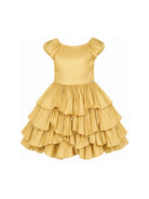 Abito per bambina Lanvin Kids coloro oro con gonna a balze N30421 593 LANVIN KIDS 