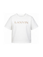 T-shirt per bambino Lanvin Kids bianca con logo sul davanti N30426 117 LANVIN KIDS 