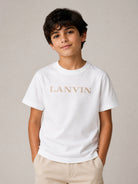 T-shirt per bambino Lanvin Kids bianca con logo sul davanti N30426 117 LANVIN KIDS 