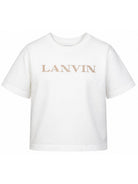 T-shirt per bambino Lanvin Kids bianca con logo sul davanti N30426 117 LANVIN KIDS 