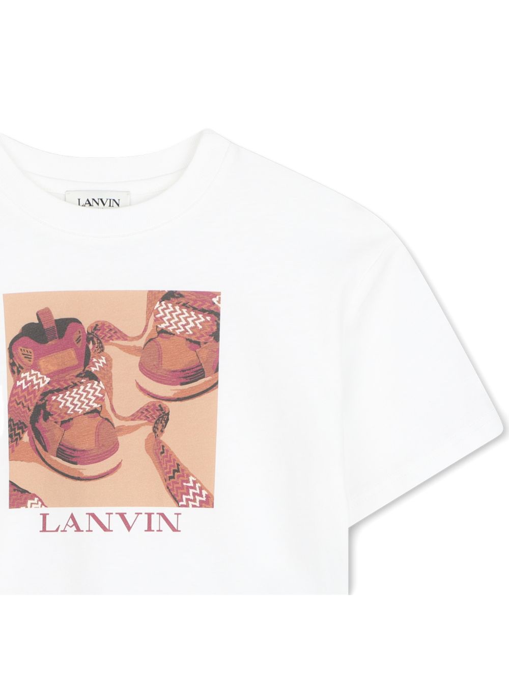 T-shirt per bambino Lanvin Kids bianca con stampa grafica sneakers sul davanti N30428 117 LANVIN KIDS 
