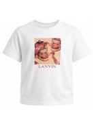 T-shirt per bambino Lanvin Kids bianca con stampa grafica sneakers sul davanti N30428 117 LANVIN KIDS 