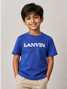 T-shirt per bambino Lanvin Kids blu con applicazione logo N30432 80A LANVIN KIDS 