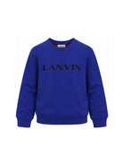 Felpa per bambino Lanvin Kids blu con logo ricamato sul davanti N30436 80A LANVIN KIDS 