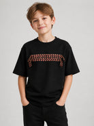 T-shirt per bambini Lanvin Kids nera con applicazione sul davanti N30480 09B LANVIN KIDS 