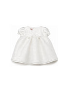 Abito per neonata La Stupenderia bianco in pizzo floreale con dettaglio fiocco 3CBAB04 X35 LA STUPENDERIA KIDS 
