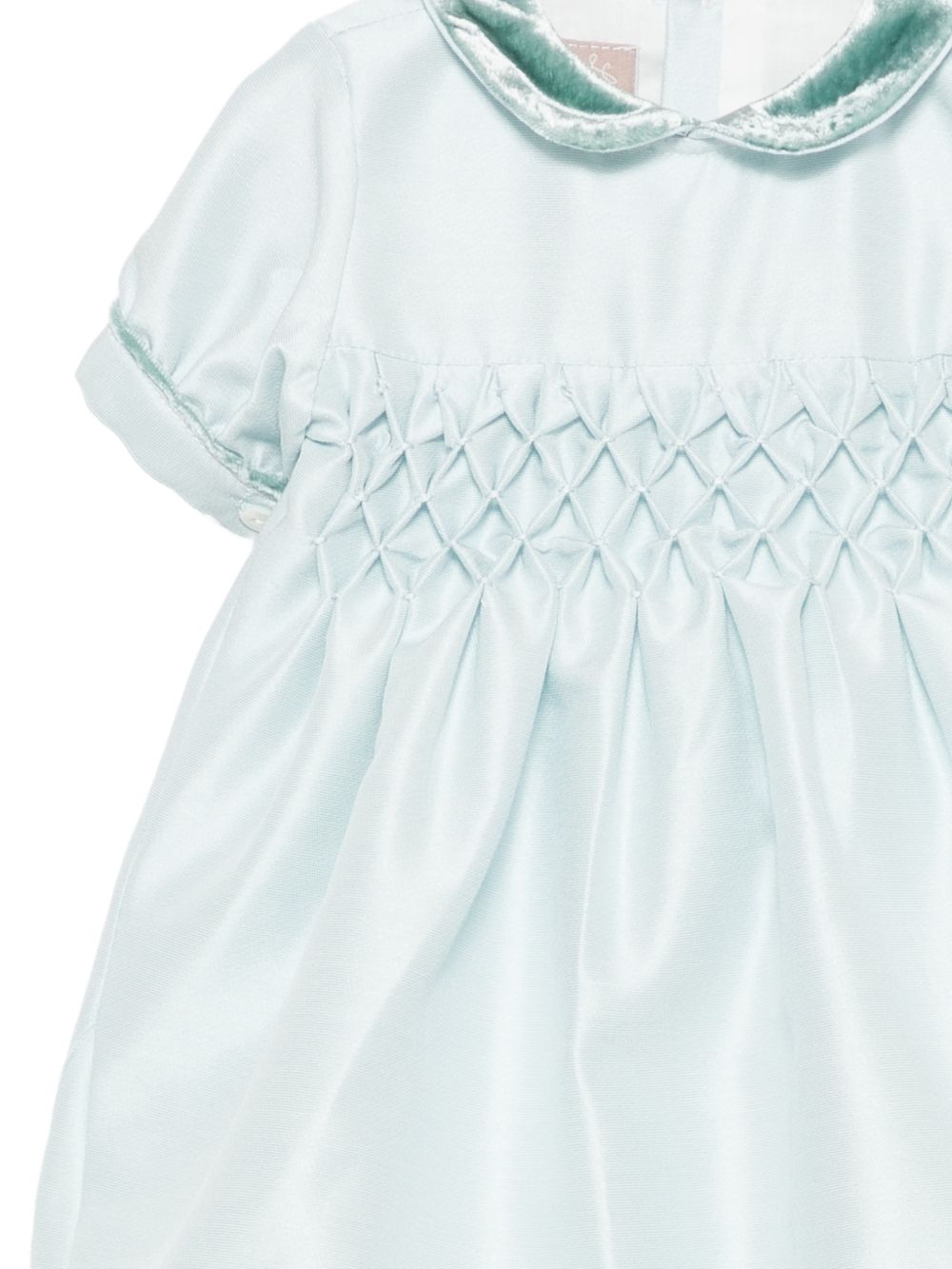 Tutina per neonata La Stupenderia Kids azzurra con inserto in punto smock 3CBPG03 S41 LA STUPENDERIA KIDS 