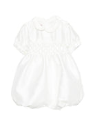 Tutina per neonata La Stupenderia Kids bianca con inserto con punto smock 3CBPG03 S60 LA STUPENDERIA KIDS 