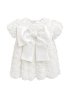 Abito elegante per neonata La Stupenderia Kids bianco con dettaglio fiocco satinato 3CCAB22 X40 LA STUPENDERIA KIDS 