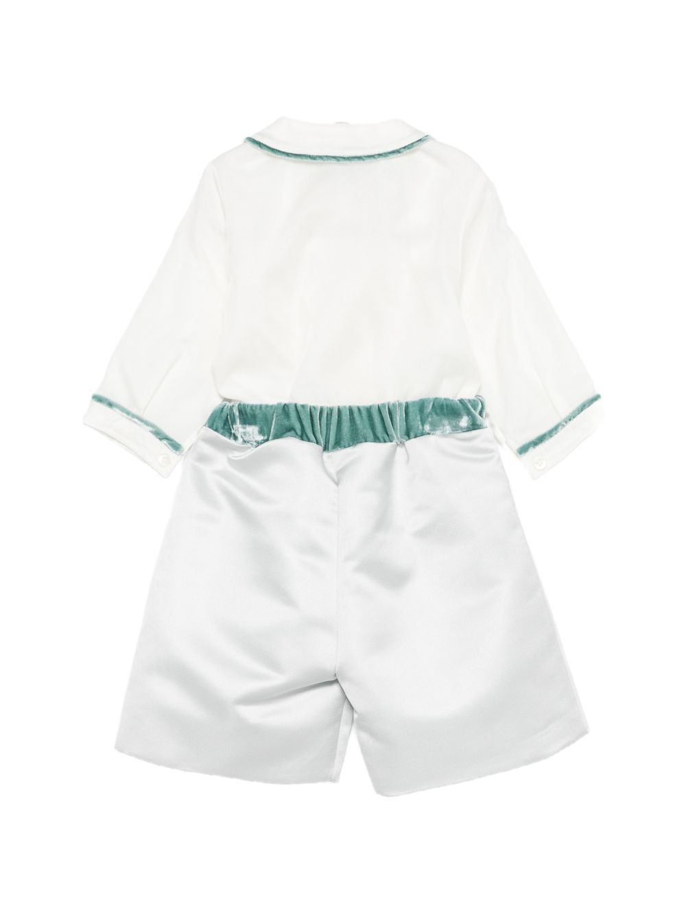 Set camicia e short per neonato La Stupenderia Kids bianco con rifiniture in velluto 3CCCT25 S44 LA STUPENDERIA KIDS 