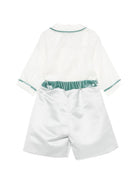 Set camicia e short per neonato La Stupenderia Kids bianco con rifiniture in velluto 3CCCT25 S44 LA STUPENDERIA KIDS 