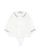 Set camicia e short per neonato La Stupenderia Kids bianco con rifiniture in velluto 3CCCT25 S44 LA STUPENDERIA KIDS 
