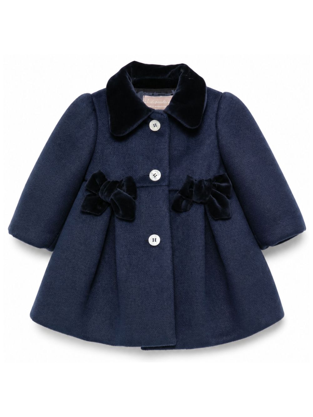 Cappotto per neonata La Stupenderia Kids blu con dettaglio del collletto in velluto 3CCGB24 H07B LA STUPENDERIA KIDS 