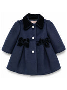 Cappotto per neonata La Stupenderia Kids blu con dettaglio del collletto in velluto 3CCGB24 H07B LA STUPENDERIA KIDS 