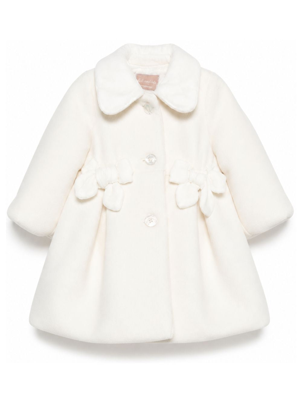 Cappotto per neonata La Stupenderia Kids bianco con dettagli fiocchi in rilievo sul davanti 3CCGB24 H32 LA STUPENDERIA KIDS 