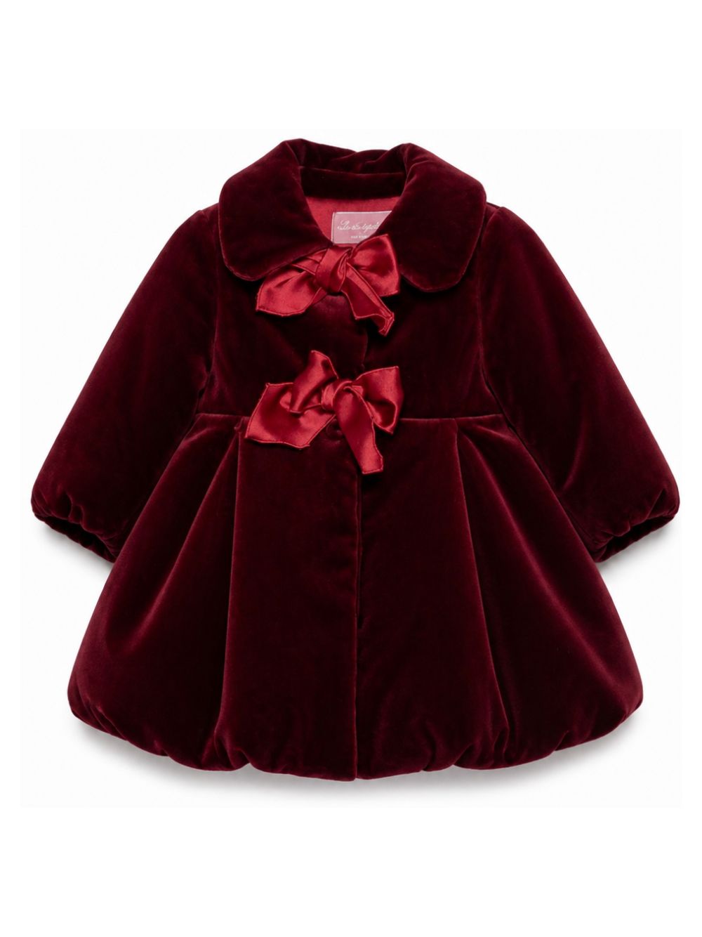 Cappotto per neonata La Stupenderia Kids rossa con dettaglio del colletto in velluto 3CCGB24 V14 LA STUPENDERIA KIDS 