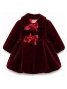 Cappotto per neonata La Stupenderia Kids rossa con dettaglio del colletto in velluto 3CCGB24 V14 LA STUPENDERIA KIDS 