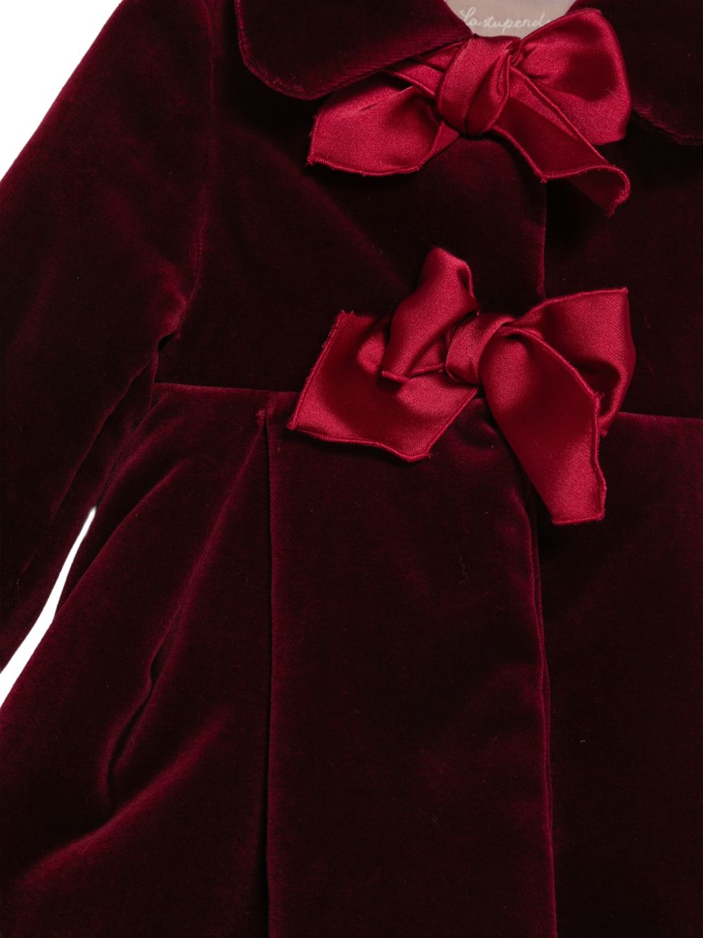 Cappotto per neonata La Stupenderia Kids rossa con dettaglio del colletto in velluto 3CCGB24 V14 LA STUPENDERIA KIDS 