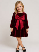 Abito per bambina La Stupenderia bordeaux in velluto con dettaglio fiocco 3CJAB44 V14 LA STUPENDERIA KIDS 