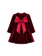Abito per bambina La Stupenderia bordeaux in velluto con dettaglio fiocco 3CJAB44 V14 LA STUPENDERIA KIDS 