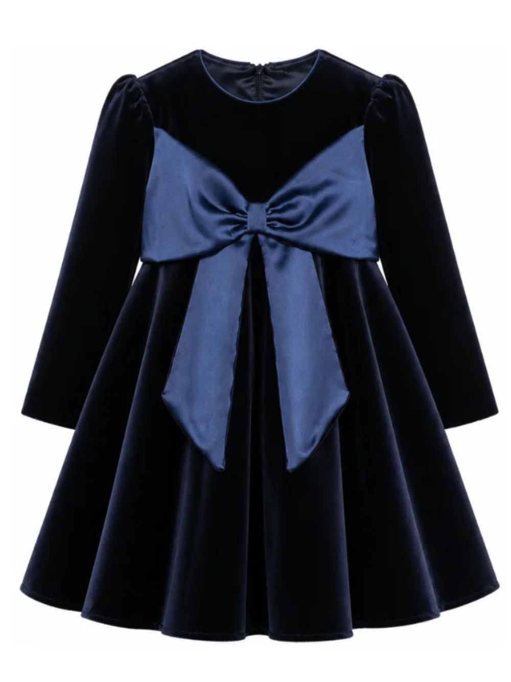 Abito per bambina La Stupenderia blu in velluto con dettaglio fiocco 3CJAB44 V46 LA STUPENDERIA KIDS 