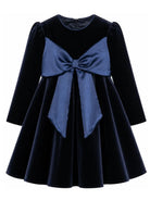 Abito per bambina La Stupenderia blu in velluto con dettaglio fiocco 3CJAB44 V46 LA STUPENDERIA KIDS 